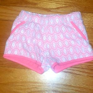 DKNY coral pink shorts with white lace overlay 12M